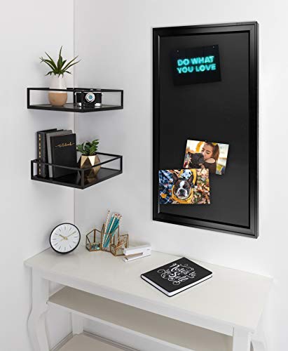 DesignOvation Bosc Transitional Magnetic Chalkboard, 27.5" x 43.5", Black, Sleek and Decorative Chalkboard for Display and Organization