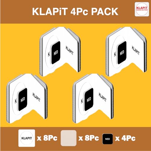 KLAPiT Magnetic Picture Hanging Strips with Nano Technology: Premium Alternative to Mounting Tapes & Double-Sided Tapes -Reusable, Heavy Duty, Drill-Free & Damage-Free Hanging (8 pc Pack)