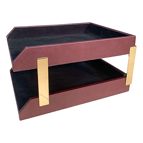 Dacasso Two-Tone Leather Double Letter Trays (A7020)