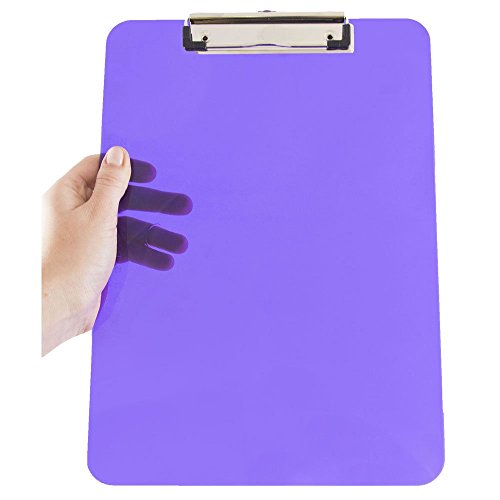 JAM PAPER Plastic Clipboards with Low Profile Metal Clip - Letter Size (9 x 12.5) - Violet Purple - 12 Clip Boards/Pack