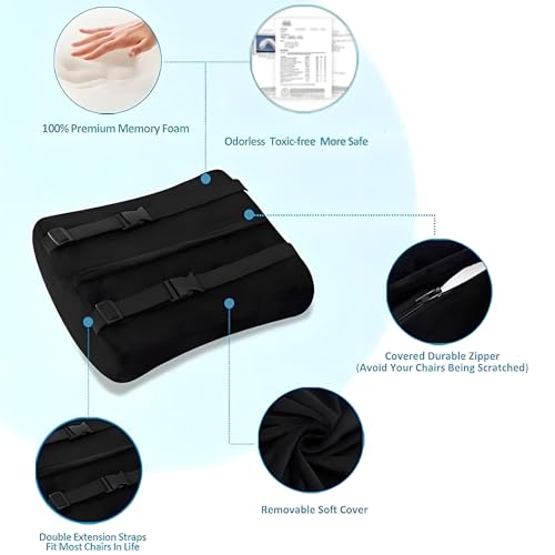 CAOJS Memory Foam Lumbar Support Pillow, Ergonomic U-Shaped Seat Cushion, for Sitting Comfort and Posture Relief Back Support, for Office Chair, Gaming Chair, or Automotive Use