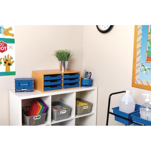 Really Good Stuff Oak 6-Slot Mail Center with Trays Single Color, 6 Trays