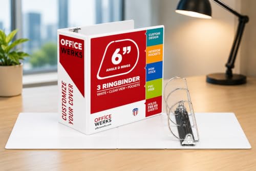 8 Pack of 6 Inch 3 Ring Binder with Locking Angle D Rings Professional