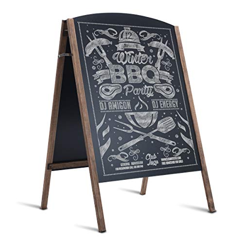 Tangkula 40 x 26 Inches A-Frame Chalkboard Sign, Rustic Wooden Double-Sided Standing Sidewalk Chalkboard Sign Sandwich Board, Ideal for Businesses Wedding Announcements & Events