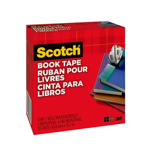 Scotch Book Tape, 2 in x 540 in Rolls, 24-Pack