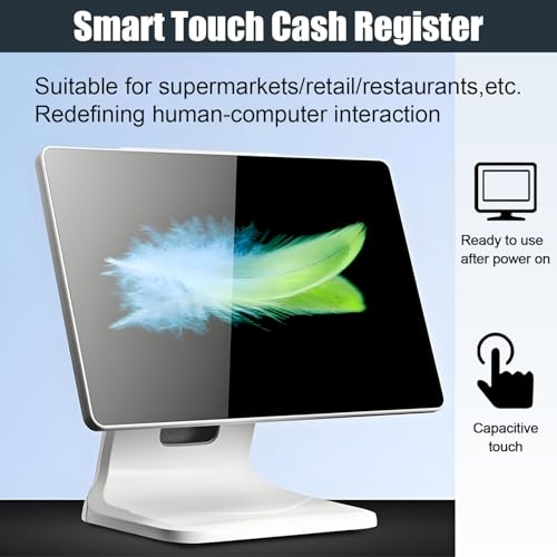 COAKUE All in One Smart Touch Screen Cash Register,15.6 Inch Touch Screen PC POS Systems,CPU N2930,4GB RAM,64GB SSD,Windows 10,for Retail,Restaurant,Store