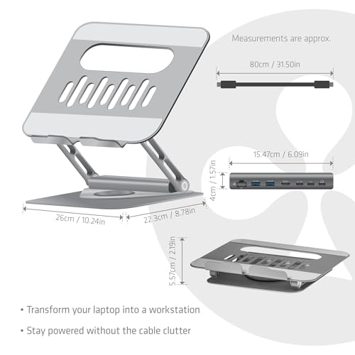 Club3D CSV-2554 Adjustable Aluminium Laptop Stand with USB-C® Hub