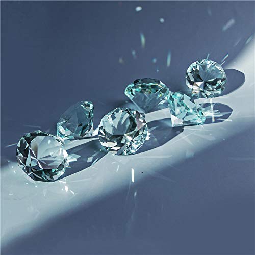 6pcs Cyan Blue Crystal Diamond Paperweight Sparking Glass Diamond Jewels Wedding Decorations Table Centerpieces Home Decor