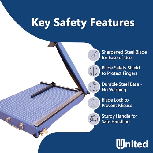 United Office Products T15A Commercial Guillotine Paper Trimmer, Sturdy Steel Base, 15" Cut Length, 15 Sheet Capacity, Self-Sharpening Blade, Precision Paper Cutter for Office, School & Crafts