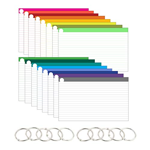 Debra Dale Designs | 4" x 6" | Sixteen Unique Color Bar Ruled | Standard 110# Index Cards | Hole Punched | 10 Rings | 576 Cards