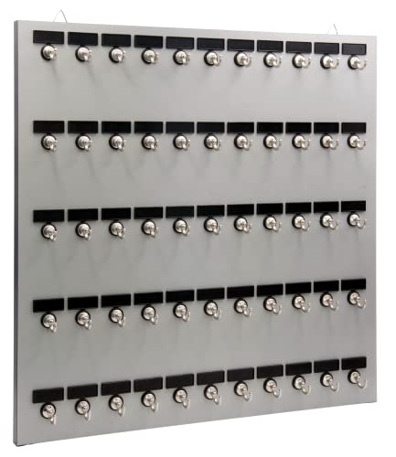 Stand Company Key Rack, Key Holder 55MGN with 55 Bolted Metal Hooks with Extra Space and Customize Nameplate (60 Sets of Tag and Ring Included), Made in USA