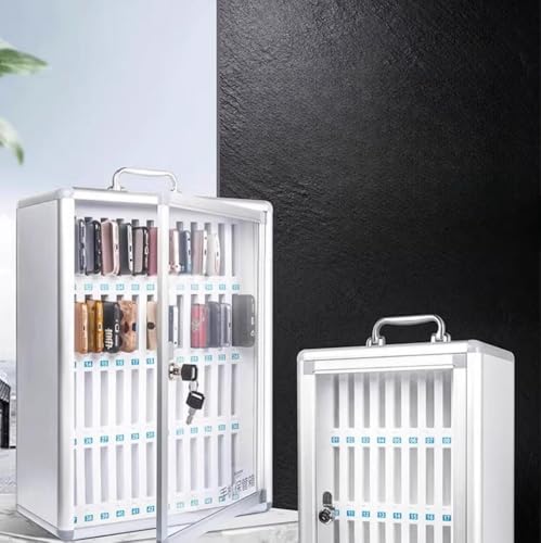 Wcxixo Slots Phone Locker Cell Phones Storage Cabinet with Handle Aluminum Alloy Pocket Chart Lock Box Wall Mount for Classroom Office Factory Desktop Wall Mobile Phone Holder(24 Slots)