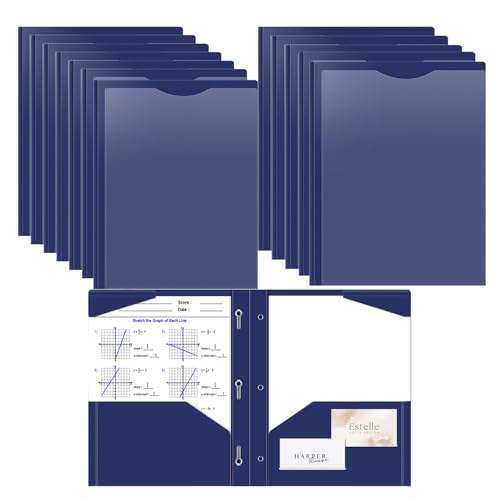 BAOFALI 30 Pack A4 Pocket Plastic Folder 2 Pockets and 3 Prongs 2 Card Slots, Durable, Tear-Resistant Heavy Duty Pocket Folders with Prongs, Colored Prong Folders for Schoolwork & Officer