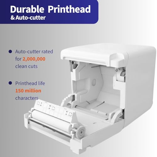 SNBC BTP-S80 Receipt Printer with Auto Cutter, 250 mm/s Printing POS Printer | Windows Driver and iOS/Android/Linux SDK | Everyday Business 80mm Thermal Receipt Printer (USB, Serial, Ethernet, White)