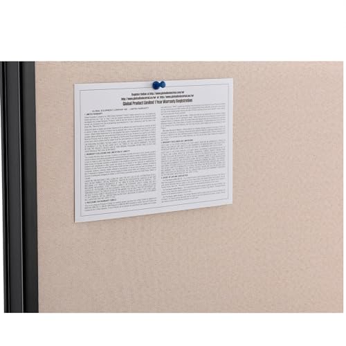 Global Industrial Office Partition Panel, 60.25" W x 72" H, Tan, 1-3/4" Thick, Flame Retardant to Meet California 117 Standard, Adjustable Leveling Feet