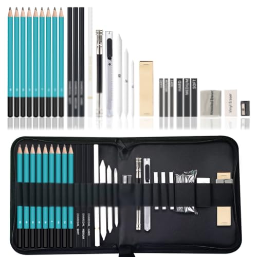 SIDUFHAOPKLL 28 Sketching Pencil Set Professional Art Drawing Student