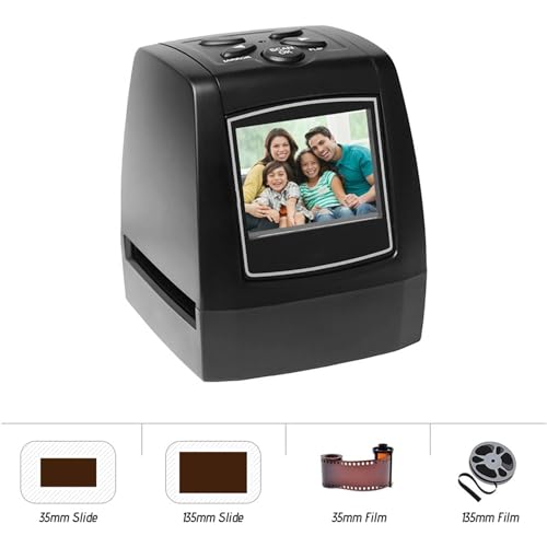 Digital Film Slide Scanner, Film Slide Scanner with 2.36 HD Screen, Convert 35mm, 110mm Films Slides to Digital JPEG, Adjustabel Screen Brightness and Compatible with Multiple Systems, for Travel