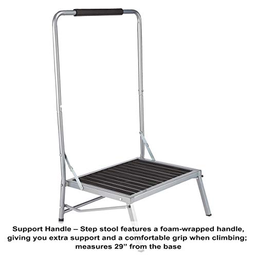 LivingSURE Extra Wide Folding Step Stool with Foam-Grip Handle -