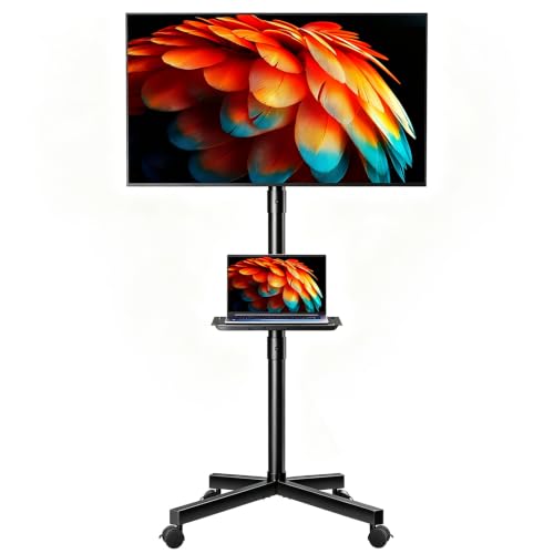 TV Cart Rolling TV Stand, Mobile TV Stand on Wheels for 23-60 Inch TVs