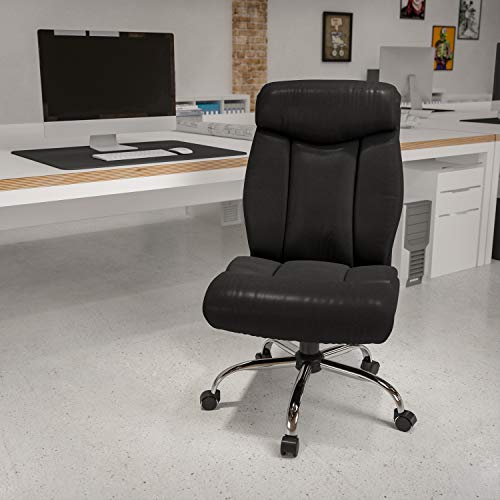 BizChair Big & Tall 400 lb. Rated High Back Black LeatherSoft Executive Ergonomic Office Chair with Full Headrest and Chrome Base