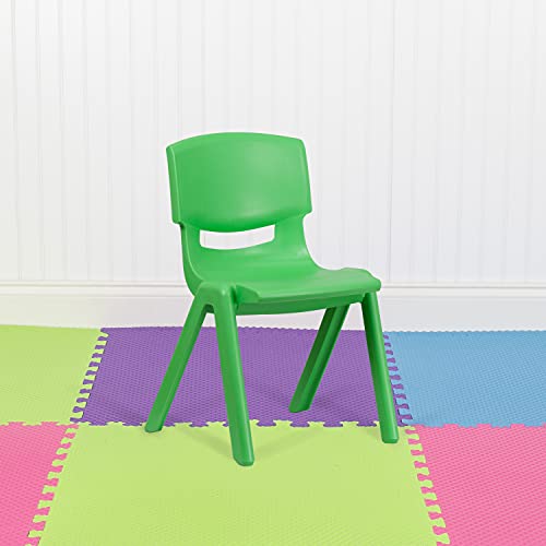 BizChair 5 Pack Green Plastic Stackable School Chair with 15.5" Seat Height