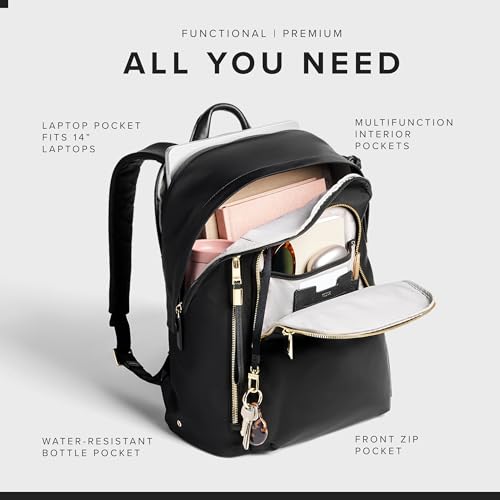 TUMI Voyageur Halsey Backpack, Holds Up to 14" Screens, Black and Gold