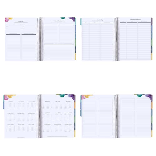 8.5x11 Coiled Teacher Lesson Planner (January 2026 - December 2026) - Apple Dapple classic cover, horizontal layout, Hexagon theme, platinum coil