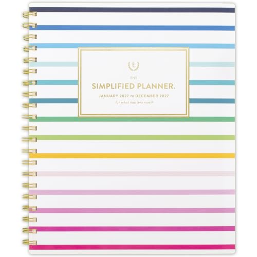 AT-A-GLANCE 2027 Planner, Simplified by Emily Ley, Weekly & Monthly, 8.5" x 11", Happy Stripe (EL57-905-27)