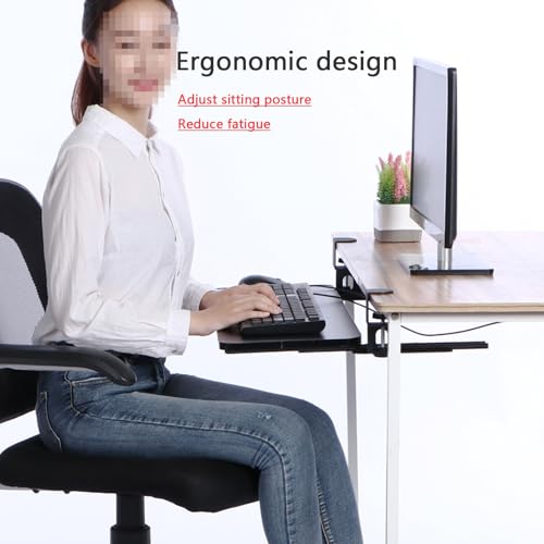 XCIVONTEX Slide Out Computer Keyboard Drawer, Computer Keyboard Tray, Platform Drawer for Typing, Easy to Install Space-Saving, Pull-Out Under The Table(White,75x25cm)