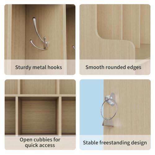Aptliton Freestanding Kids Coat Locker, 5-Cubby Wooden Storage Organizer