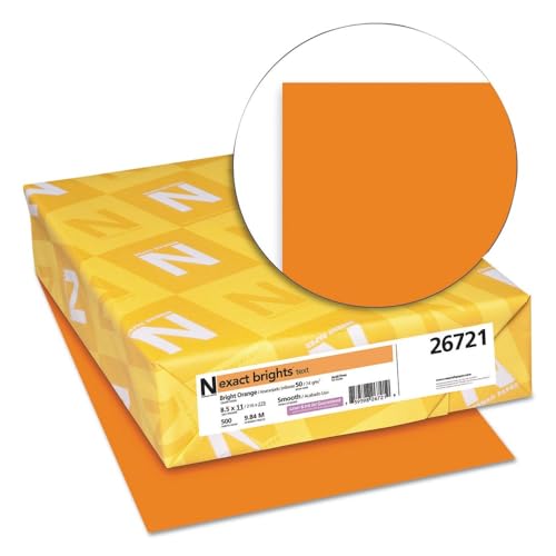 Exact Brights Paper, 8 1/2 x 11, Bright Orange, 20lb, 500 Sheets
