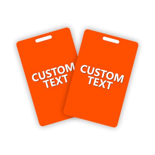 100 Pack Orange ID Badge - Premium Custom PVC Cards with Punch - Double Sided Print CR80 30mil Vertical Graphic Quality PVC Cards for Business Office, Hospital, School, Specialist