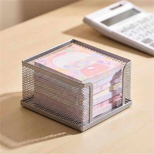Post It Note Holder Metal Mesh Desktop Sticky Note Box 5 Pack Office Supplies Storage Organizer Memo Stand Paper Holder Desk Accessory Silver