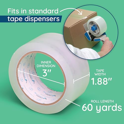Blue Summit Supplies 36 Pack Clear Packing Tape, 1.88" x 60 yd, 2.7mil