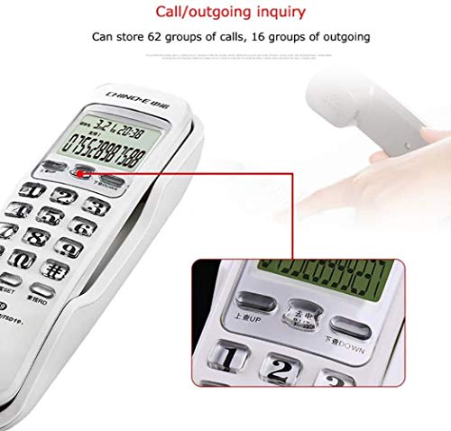 Nikos Wired Telephone Caller ID Large Button Table/Wall Home Office Fixed Landline (Color : Black) Colour Name:White (Color : Gray)