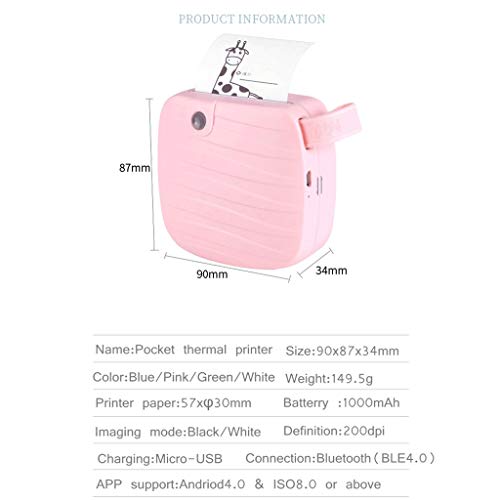 MVUYO Sticky Note Printer, Inkless Thermal Printer, Connection Thermal Sticker Receipt Printer Compatible(Black)