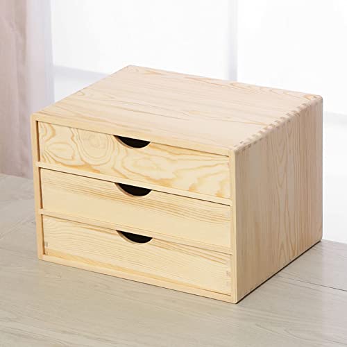 EliteBloom Drawer Type Multi Layer A4 Flat File Cabinet - Desktop Solid Wood Storage Box, File Organizer, Office Supplies Organizer for Home Office Counter Craft Decoration,3 Layers