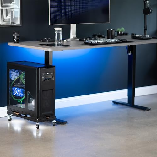 VIVO Black Premium Large Steel Under Desk PC Cart, CART-PC03D