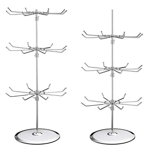 Polmart Medium Duty Tier Heights Adjustable Countertop Spinner Display Stand (Silver, 3-Tier)