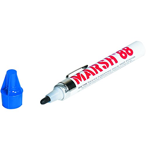 Aviditi Marsh 88 Valve Markers, Blue, Permanent Ink, Large Ink Resevoir, Waterproof Ink is Ideal for Marking Porous Surfaces in the Office and Warehouse, Case of 12