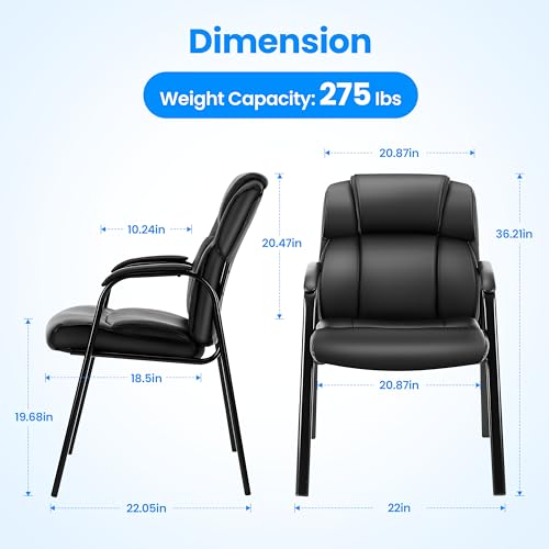 HealSmart 2 Pack Leather Guest Chair with Padded Arm Rest for Office Reception, Waiting Room, Meeting Conference, Lobby Home Desk Table Side Chairs for Seniors, Elderly