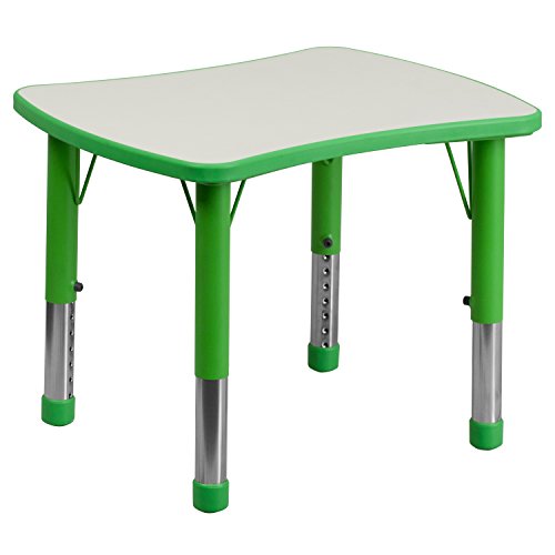 BizChair 21.875x26.625 Green Plastic Height Adjustable Activity Table