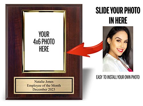 Awards4U Personalized 8x10 Photo Plaque with 4x6 Vertical Picture Holder | Custom Text Included | Gold Frame Photo Holder