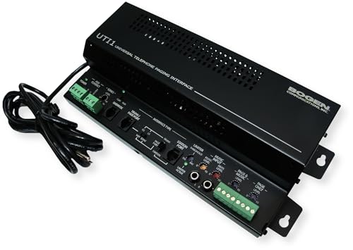 Bogen UTI1 Universal Telephone Interface, Single-Zone Paging System Adapter, Background Music Input, Dual Audio Outputs, Programmable Tones and Built-in 24 V Power