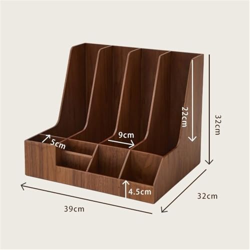 File Organizer Multifunctional Vertical Compartments Rack Desk File Organizer for Paper Magazine Literature Desk(Brown)