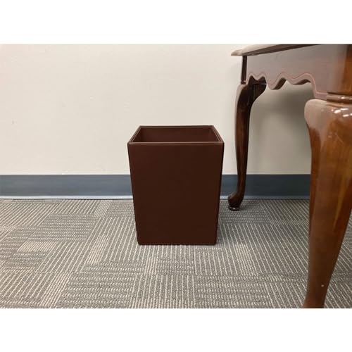 Dacasso Bonded Leather Waste Basket - Luxury Waste Basket (Dark Brown, 14 QT)