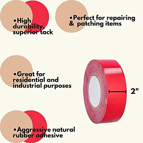 SHIELD TAPE Red Duct Tape, 2 Inch x 60 Yards, 9 Mil Thick, PE Film, 24 Pack for Repairing Patching and Sealing