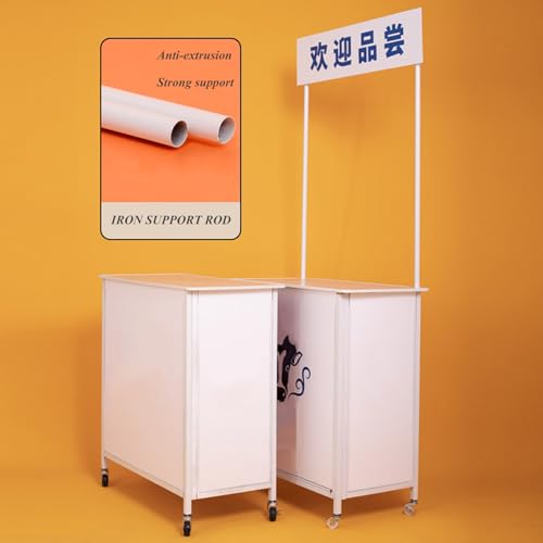Mobile Portable Promotion Counter Table, Pop Up Podium Trade Show Exhibition Reception Event Desk Counter Speech Stand ,Commercial Supermarket Folding Tasting Table Booth Kiosk Display Banner Stand