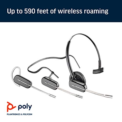 Poly (Plantronics + Polycom) Savi 440 Wireless DECT Headset (Poly) - Convertible (3 wearing styles) - Compatible to connect to your PC/Mac - Works with Teams, Zoom, Black (W440 SAVI)