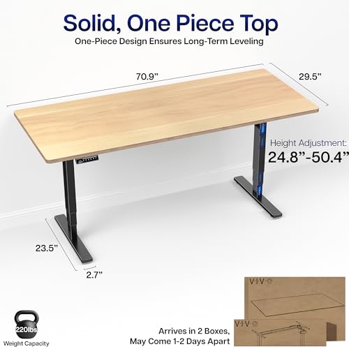 VIVO Light Wood 71 x 30 in Standing Desk, DESK-KIT-2E71C